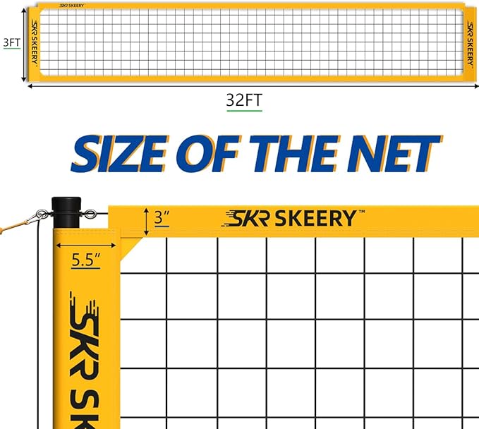 Outdoor Heavy Duty Volleyball Net Set, Anti-Sag Design, Adjustable Aluminum Poles, Portable Volleyball Net for Backyard,Grass and Beach