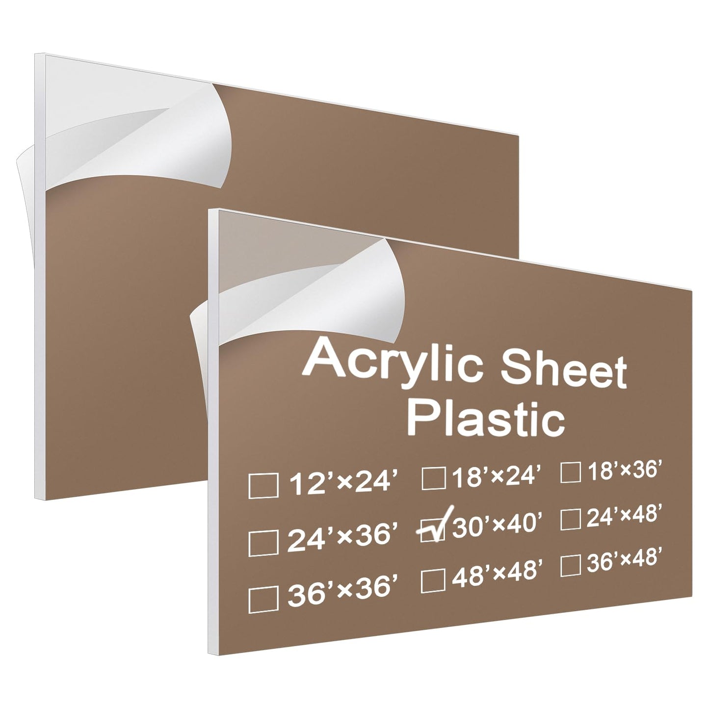 Roowest 2 Pcs 30 x 40 Inch, 1/4 Inch Thick Clear Acrylic Sheet Plastic Sheet Cut to Size Acrylic Board Panel for Craft Engraving Display