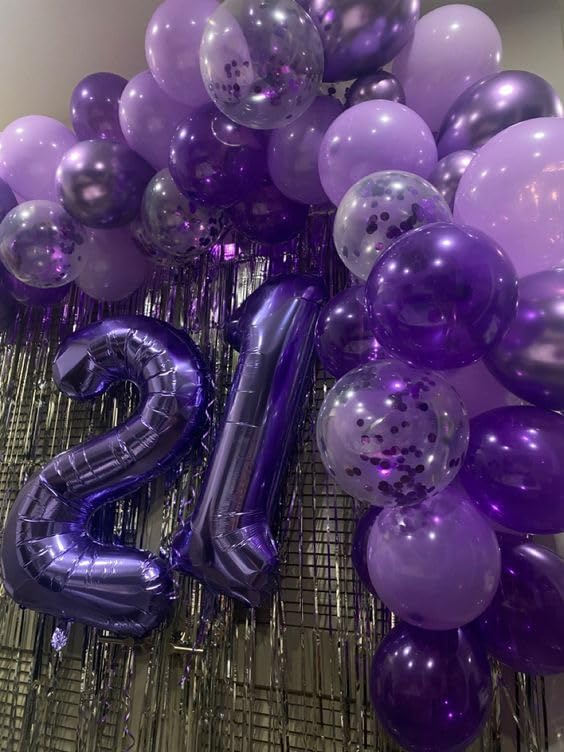 Purple Number 21 Balloon - 40 Inch Birthday Decoration for 21st Party Supplies