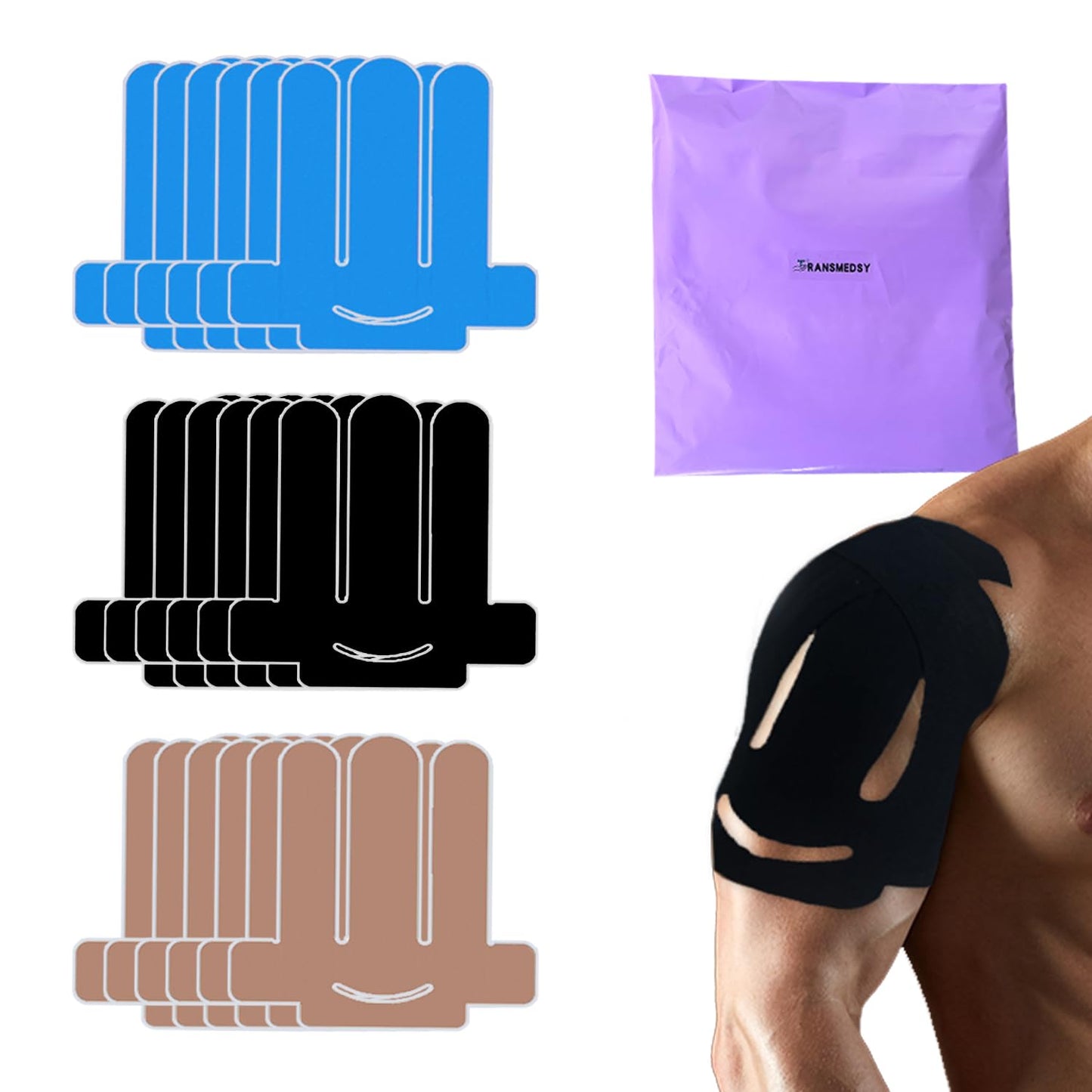 18 Pcs Kinesiology Tape for Shoulder Pain Relief Precut Sport Tape for Shoulder-Support & Stability, Hypoallergenic Latex-Free Athletic Tape for Shoulder, Waterproof & Breathable Muscle Tape(Mix)