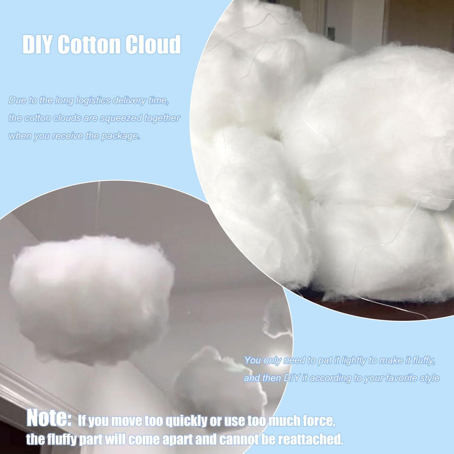 Skiennix 10-Piece Cloud Decorations - 3D Cotton Hanging Props for Wedding & Party Decor | Mixed Sizes