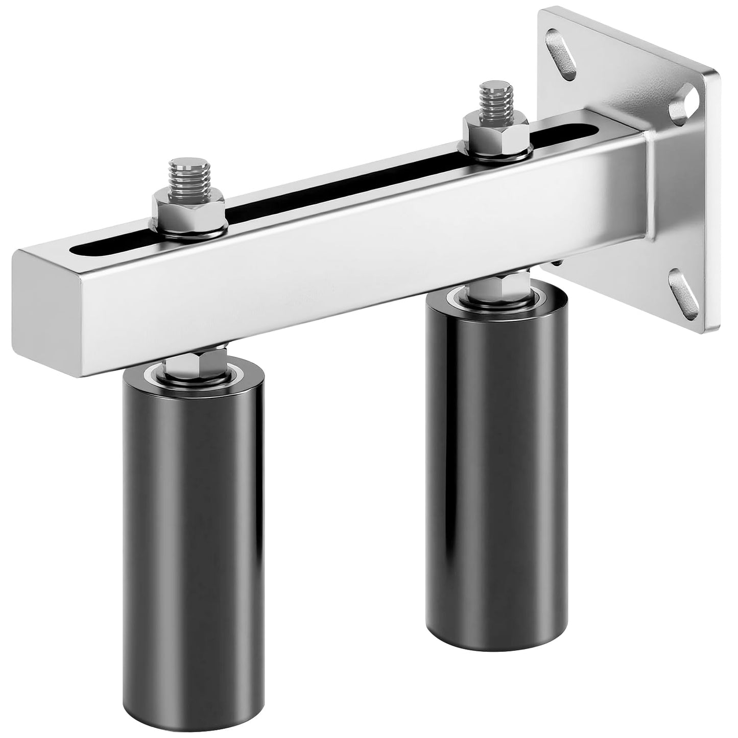 6" Slide Gate Guide Roller – UHMW Hard Nylon Adjustable Support Assembly for Sliding Gates, Prevents Gate from Tilting or Falling (Silvery)