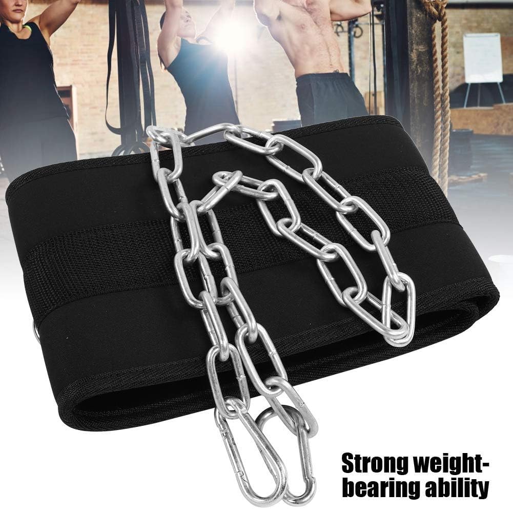 Dip Belt for Weightlifting, Pull up Belt Weight Tape Bodybuilding Equipment with Hanging Iron Chain for Men Women Gym Training