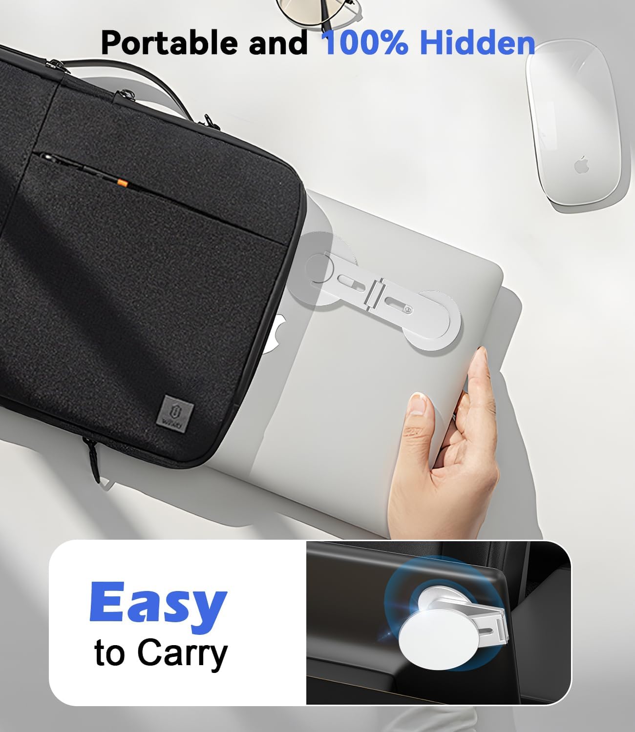 ALAFLY 17/16/15/14/13 360 3/Y, Magnetic Laptop Phone Holder, Foldable Hidden Mount Compatible with iPhone & All Phone