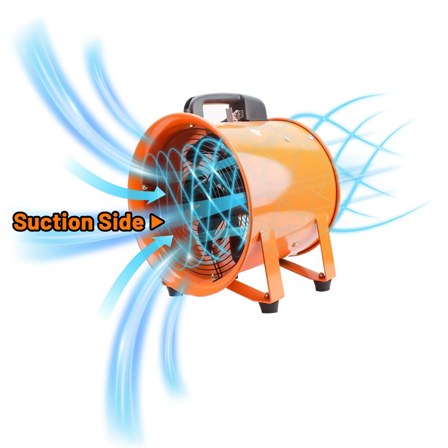 10-Inch High-Velocity Portable Utility Blower Fan, Industrial Exhaust Fan with 16.4ft Flexible Duct Hose, 3150 RPM Low-Noise Ventilator for Basements, Workshops, Warehouses, and Confined Spaces