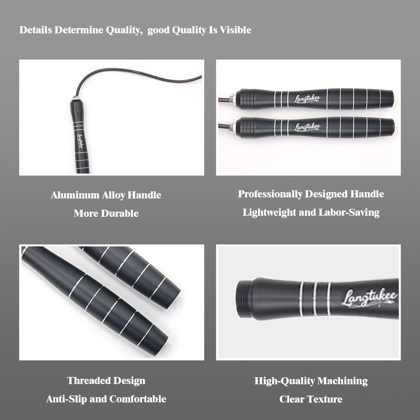LANGETUKEE Speed Jump Rope - Professional Aluminum Alloy Skipping Rope with 360° Bearings - Adjustable 4mm Steel Cable for Double Unders, Boxing, MMA, HIIT & Cardio Training - Anti-Slip Grip