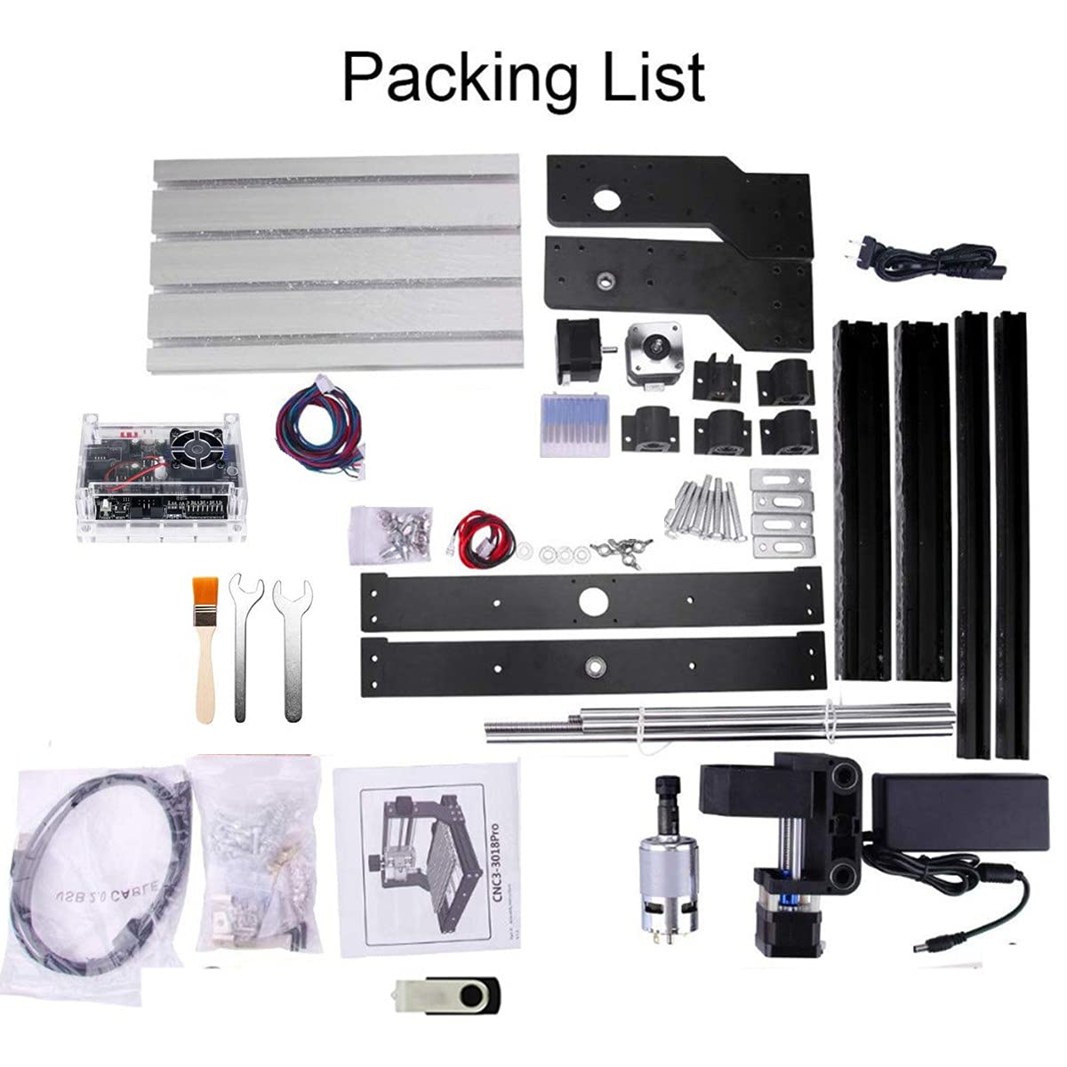 CNCTOPBAOS CNC 3018-PRO Wood Router Kit 3 Axis USB DIY Mini Engraver Milling Engraving Machine Cutter Plastic Acrylic PCB PVC Carving GRBL Control 300x180x45mm