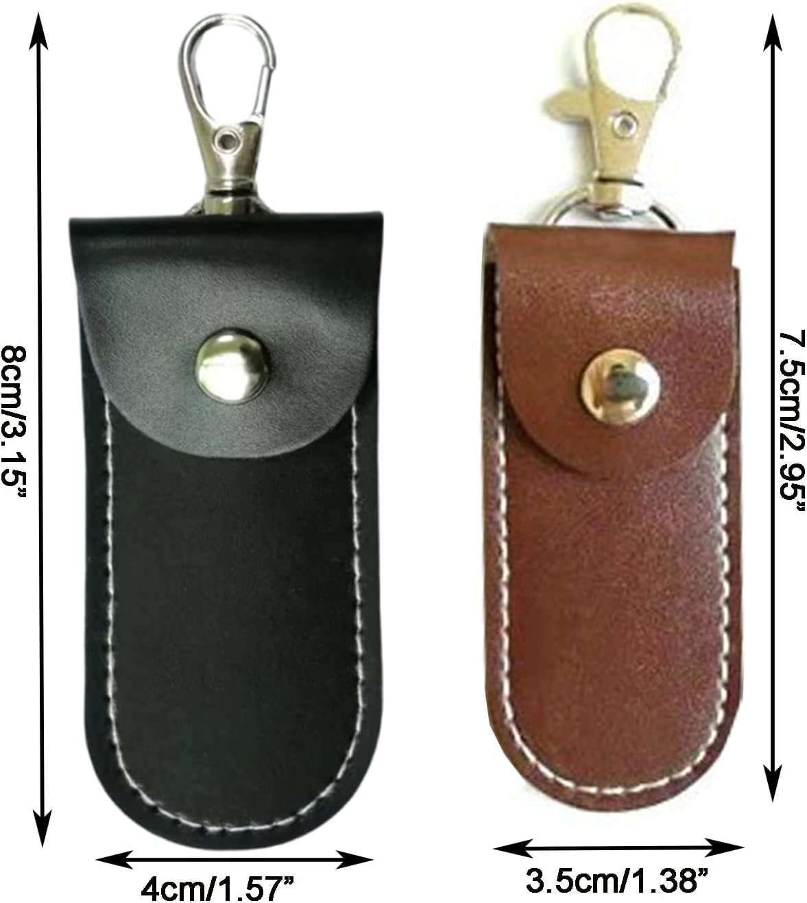 MUZZIOU 2 Anti Lost USB Flash Drive Leather Holder, Pcs Leather USB Protective Case for Alloy Shark Buckle Lightweight
