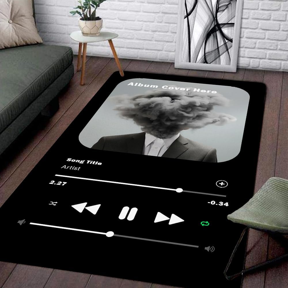 Skiennix Personalized Album Cover Rug - Non-Slip Area Rug for Bedroom & Living Room Decor | Custom Music Gift