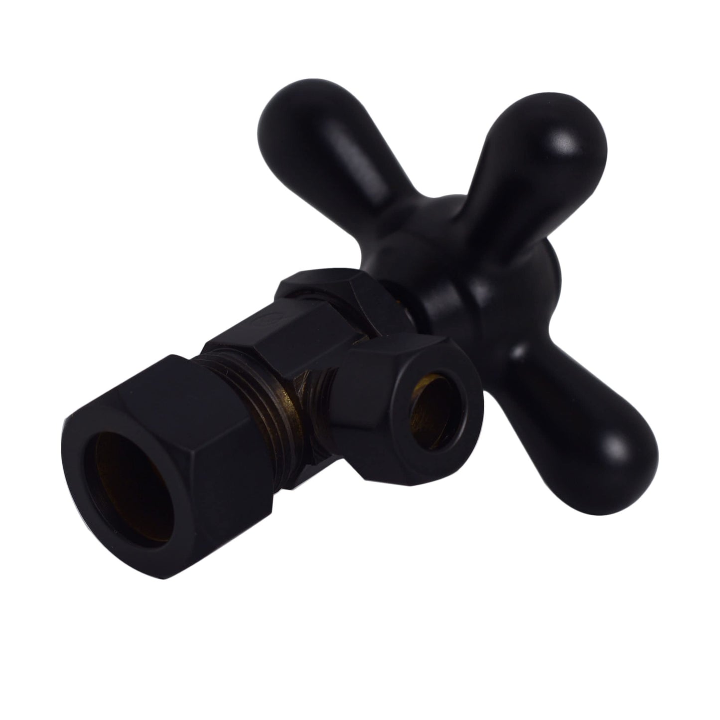 Westbrass D105KFHX-24-62 5/8" x 3/8" OD x 20" Flat Head Riser Supply Line Kit with Cross Handle Angle Supply Shut Off Valve for Toilet, Matte Black (24-Pack)
