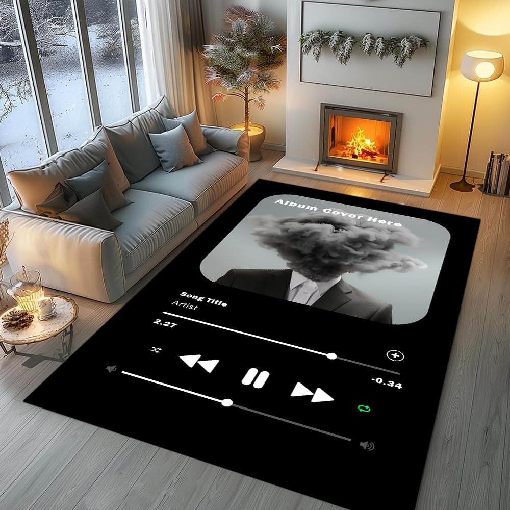 Skiennix Personalized Album Cover Rug - Non-Slip Area Rug for Bedroom & Living Room Decor | Custom Music Gift