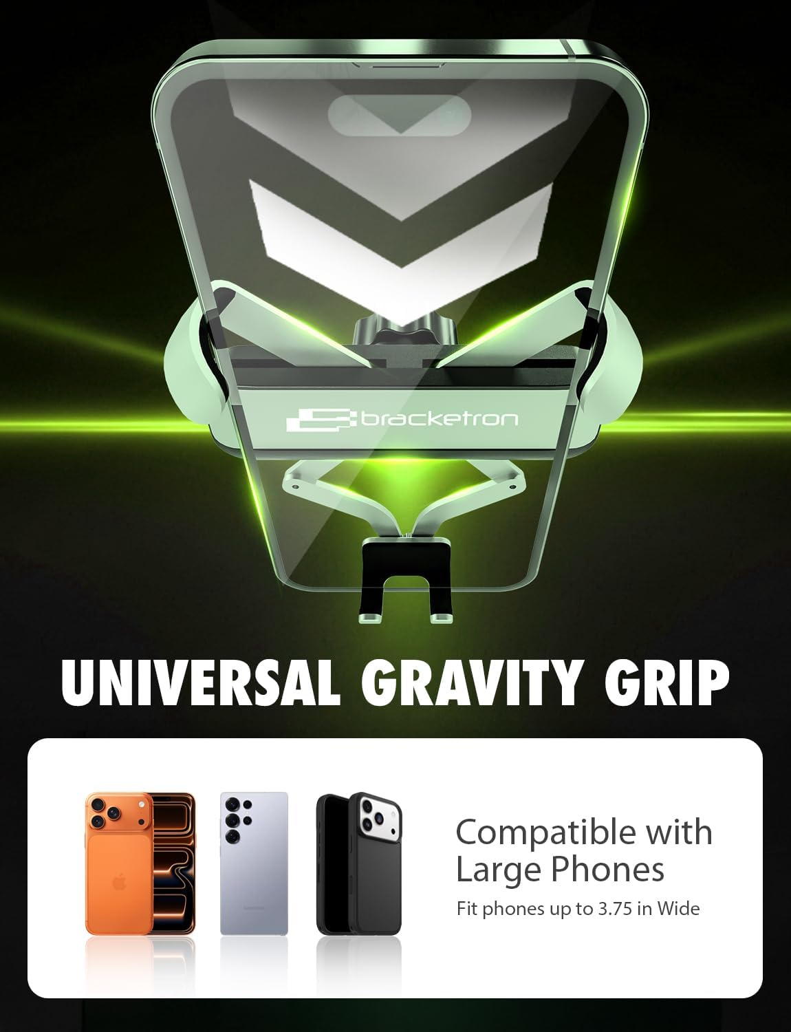 Bracketron AutoGrip Low-Profile Dash Mount- Phone Mount for Car with TemperBond Suction, One-Handed Operation Universal