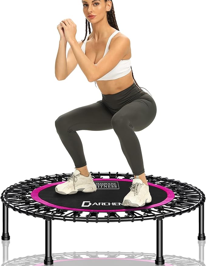 DARCHEN 450 lbs Mini Trampoline for Adults, Indoor Small Rebounder Exercise Trampoline for Workout Fitness for Quiet and Safely Cushioned Bounce, [40 Inch]