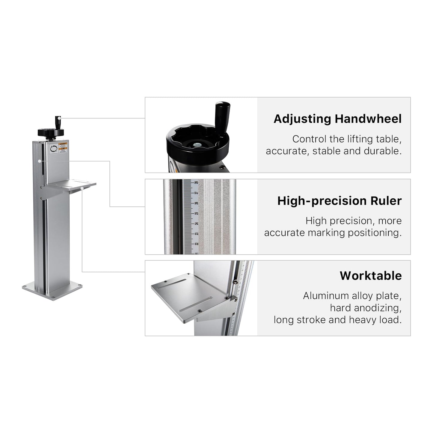 Cloudray Fiber Marking Machine Z Axis Lift Table Manual Lift Column for 1064nm Fiber Marking Part (800mm)