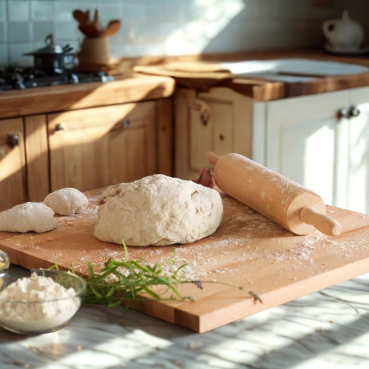 TrueCraftware 18" Wooden Rolling Pin - 3-1/4" Diameter for Fondant, Pie Crust & Cookie Dough