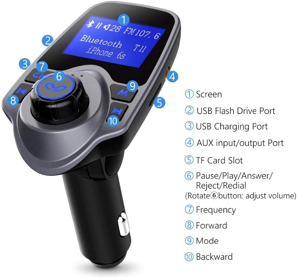 Soufyuane T11 MP3 Wireless Bluetooth FM Transmitter Handsfree Car Kit Player Wireless Bluetooth Adapter with Dual USB