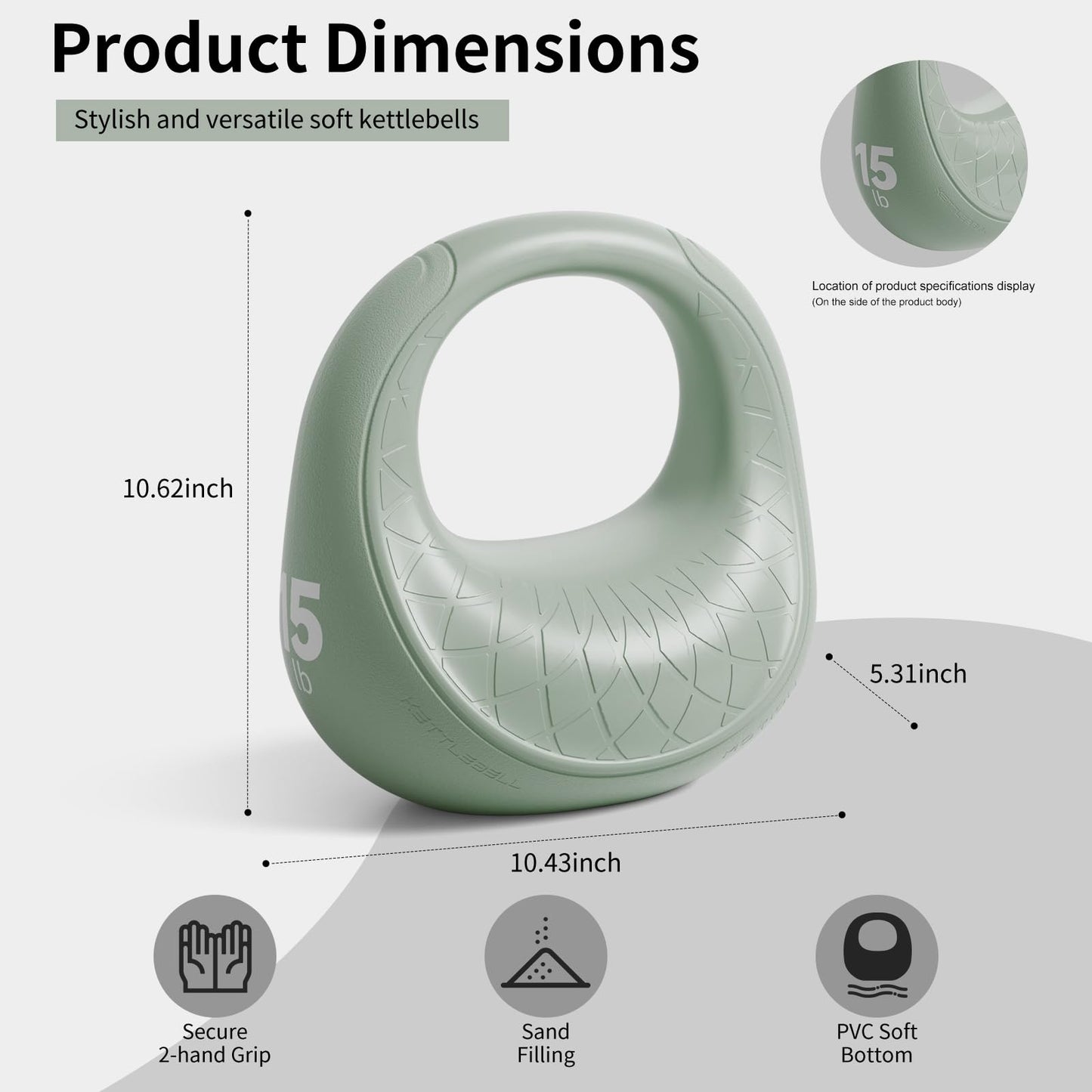 KYVYZOIC Soft Kettlebell, Kettlebells Anti-Slip Grip with Cushioned Impact-Resistant Base, Strength Training Kettlebells Sets for Home Workouts, Kettlebell for Women/Men/Beginners - Green