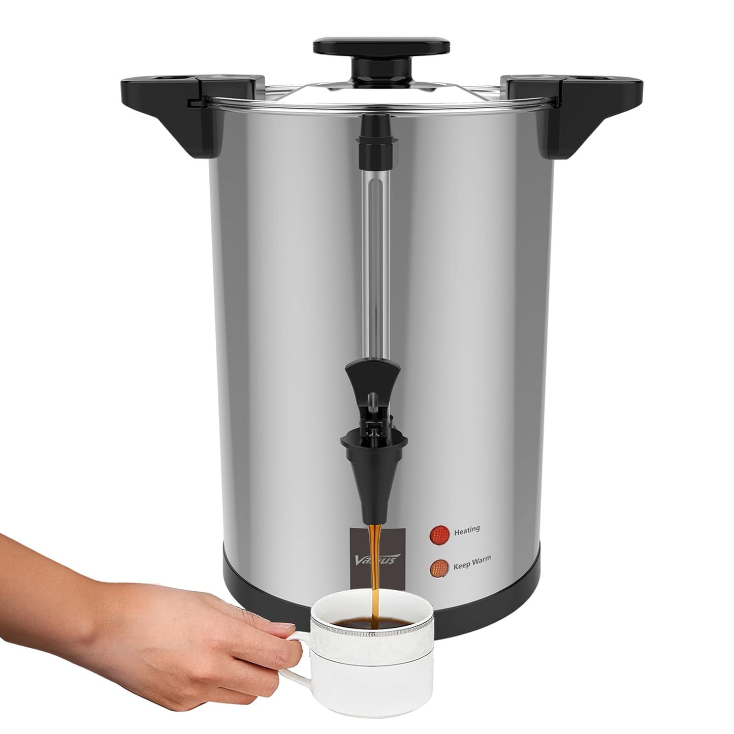 Valgus Commercial Grade Stainless Steel Coffee Urn 110-Cup 16L Coffee Maker with Percolator Coffee Dispenser for Quick Brewing for Large Crowds for Wedding, Parties, Catering Events