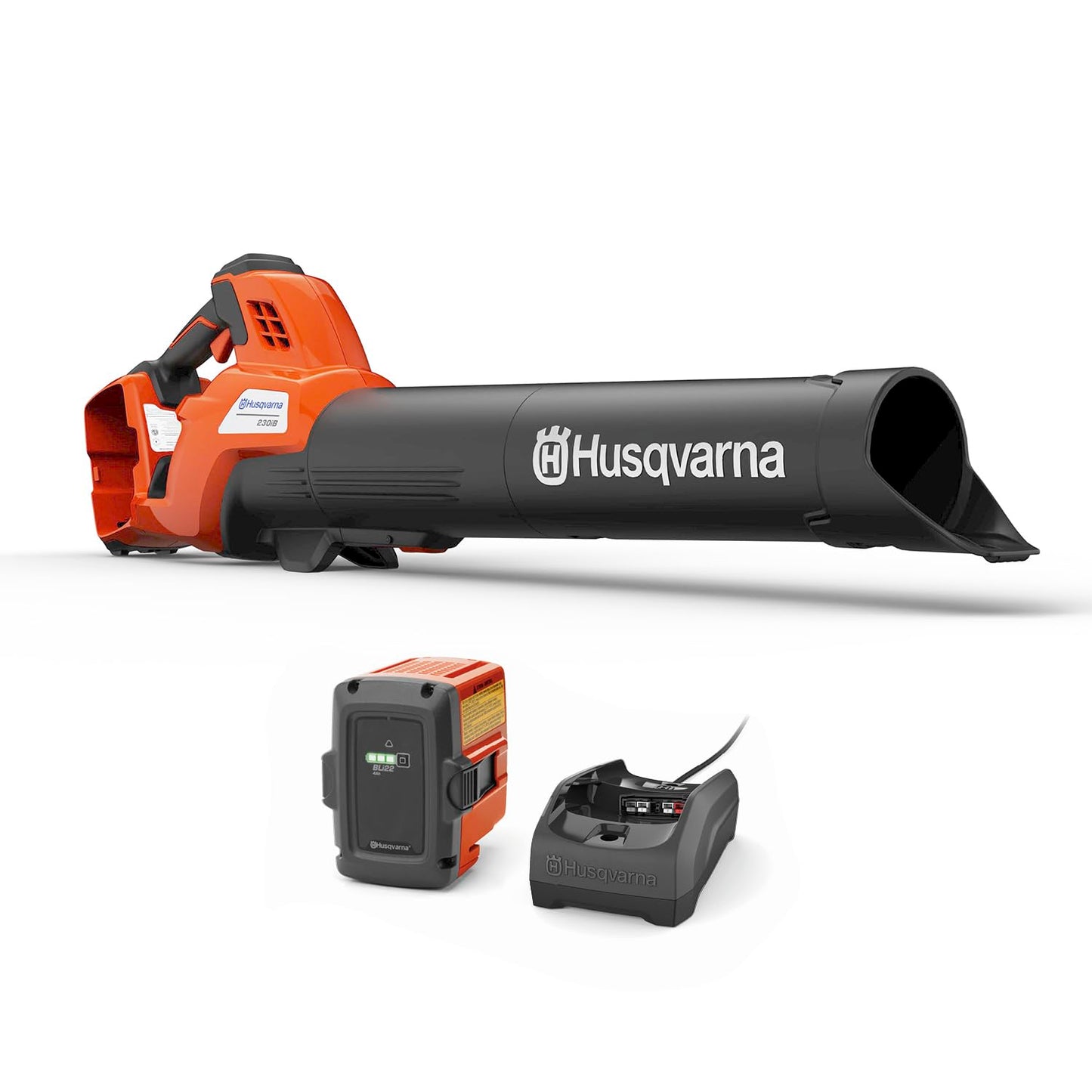 Husqvarna 230iB Battery Powered Cordless Leaf Blower, 136-MPH 650-CFM Electric Leaf Blower with Brushless Motor and Quiet Operation, 40V Lithium-Ion 4 Ah Battery and Charger Included, 970480204