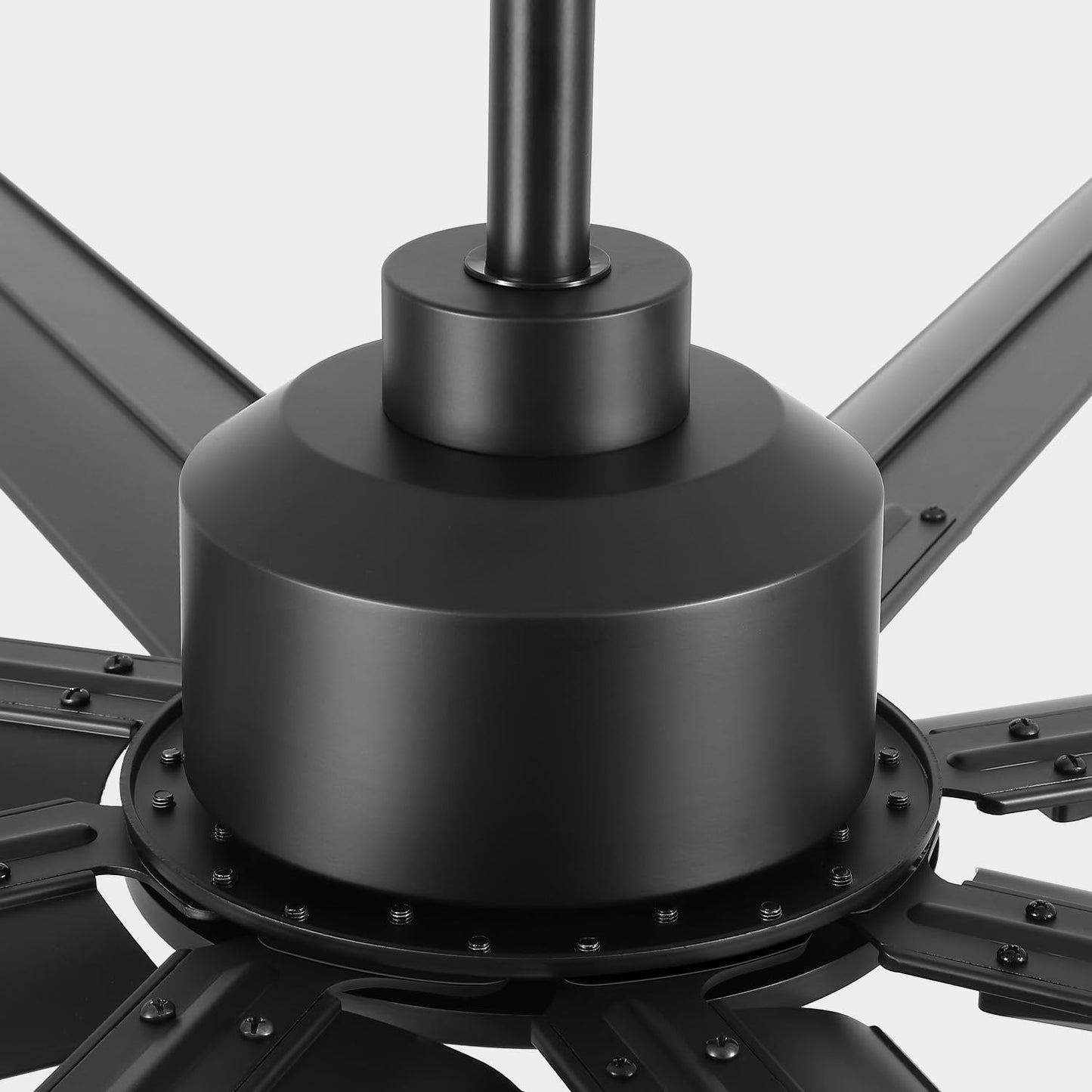 ZOEYON 96 Inch Industrial Ceiling Fan - Large Ceiling Fan with DC Motor, 3 Downrods, 6-Speed Remote Control, 8 Reversible Aluminum Blades, Black Commercial Ceiling Fans for Shop/Gym/Warehouse/Garage