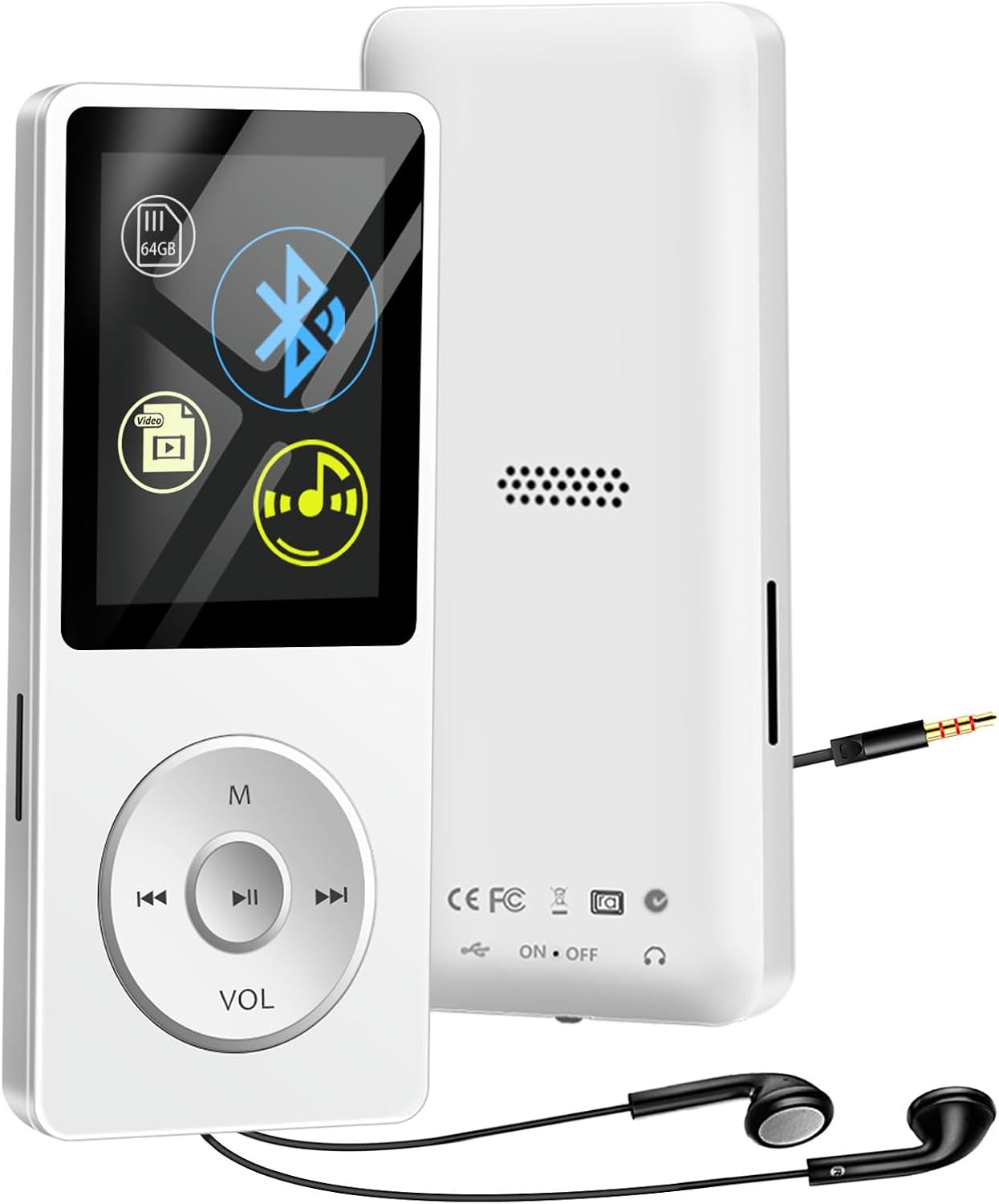 skybess MP3 64GB MP3 MP3 128GB Bluetooth Player with TF Card, Music Players with Speaker, Mini Media Player