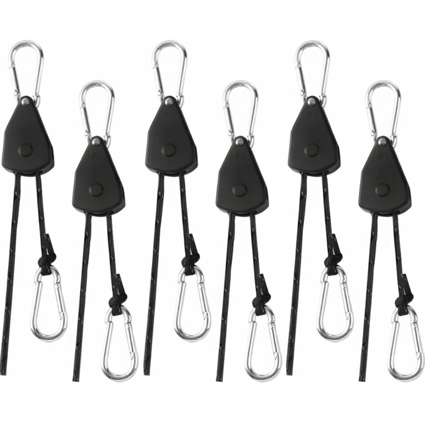 Longer 15ft Ratchet Strap Rope Tie Down Rope Rollers 6 Pack Paracord Tarps Tie Downs Small Cam Jam Retractable Paracord Ropes Tightener for Tent Canopy Use 1/8 inch