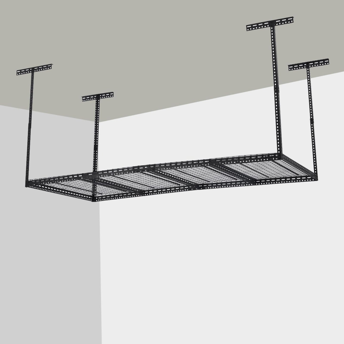 GOCAPTAIN Garage Storage Rack 4x8 ft Overhead Ceiling Mounted Storage Racks Adjustable Garage Storage Organization of Heavy Duty Metal 600Lbs Weight Capacity