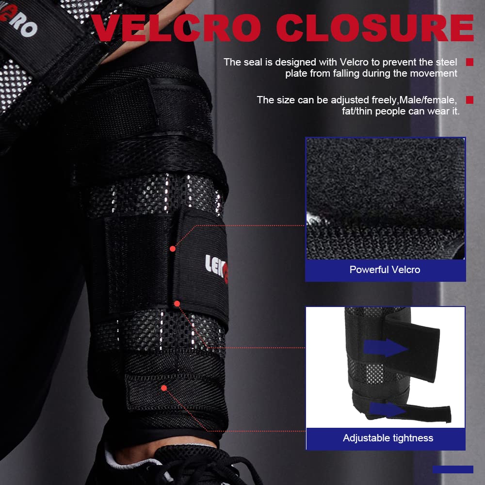 Wrist Ankle Weights with Removable Steel Bars, 1 Pair Adjustable Arm Leg Weights for Men and Women, No Leakage Design, Weighted Wrist Bands for Walking Jogging Yoga Pilates