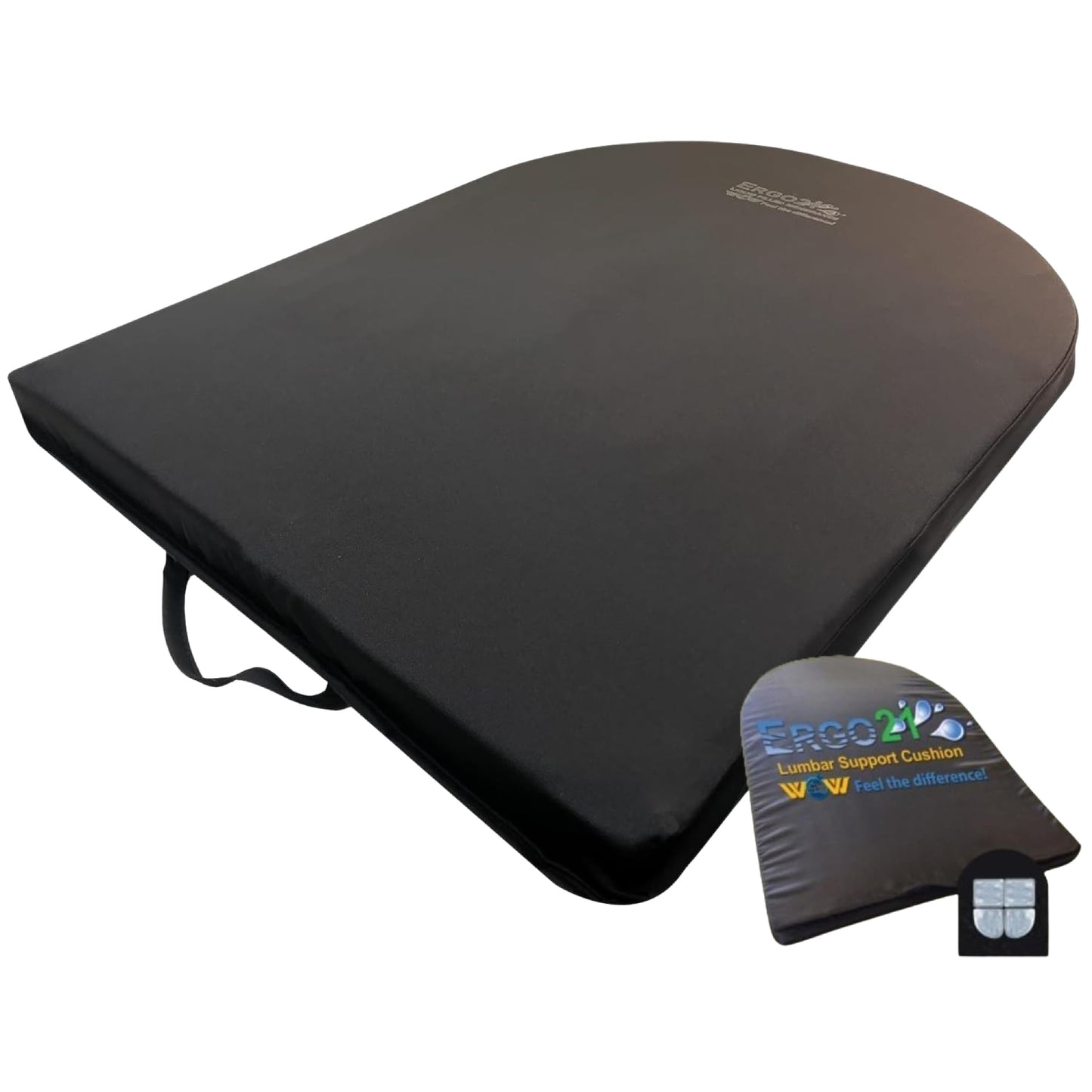 ERGO21 Lumbar Support Pillow for Office Chair, Car, Driving Seat, Auto, Lower Back Pain | Great Back Support with Liquid Filled Membranes | Small Size, (18" W x 18”x 1.5”)