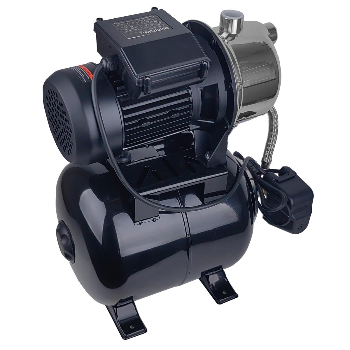 ZYIY 1.6HP Shallow Well Pump with Pressure Tank, 898GPH, 115V,Stainless Steel Automatic Water Booster Jet Pump, 157.5FT Centriffugal Pump for Home Garden Lawn Sprinkler Irrigation