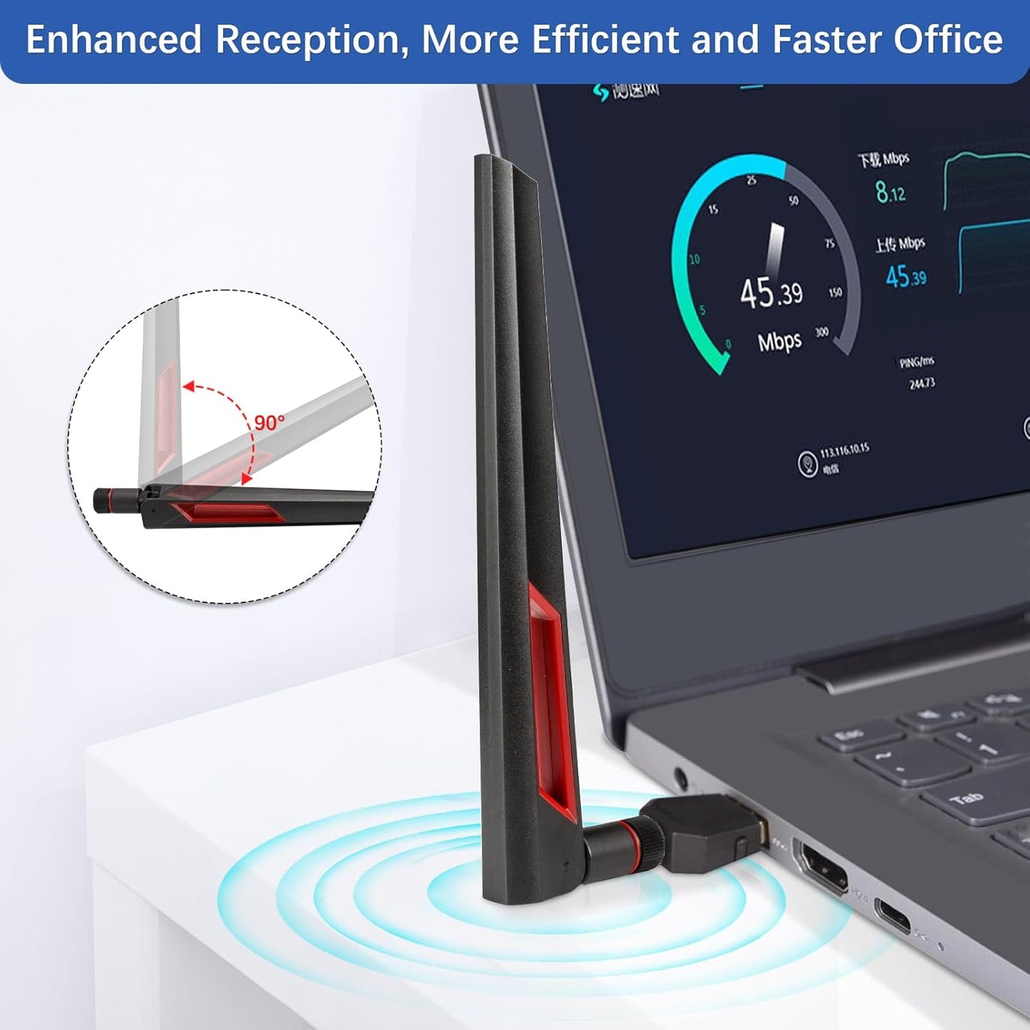 Superbat 6 6E 2.4GHz 5GHz 6GHz 2-Pack WiFi Tri-Band Antenna RP-SMA Male Omni-Directional Antenna - for Router PC