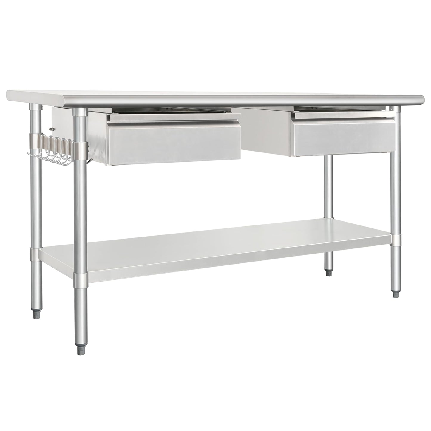 HARDURA Stainless Steel Prep Table with Drawer 24" x 60" NSF Heavy Duty Bench with Undershelf, Hook and Galvanized Legs for Commercial Food Prep
