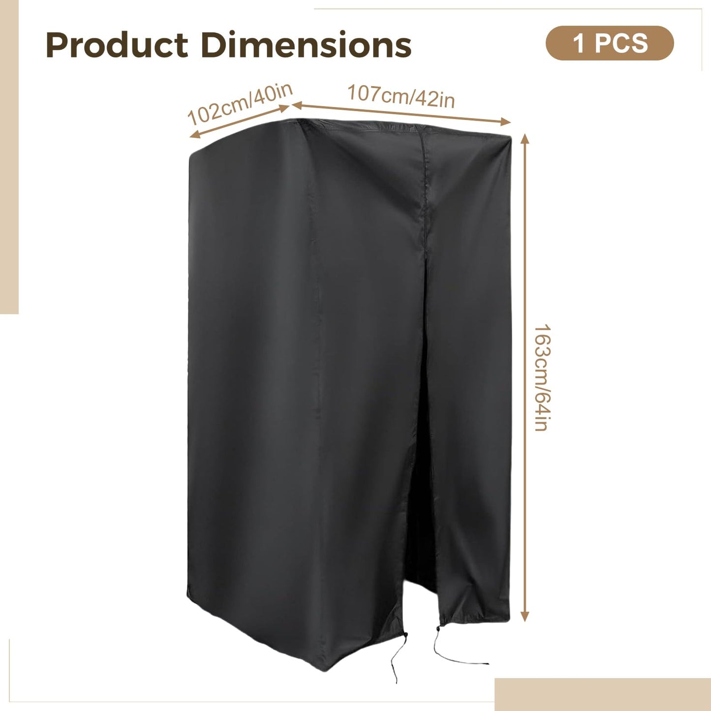 Pull Up Bar Station Cover, 42 x 40 x 64 in Power Tower Cover with Drawstring, 210D Oxford Cloth Waterproof Dustproof Outdoor Cover, Black