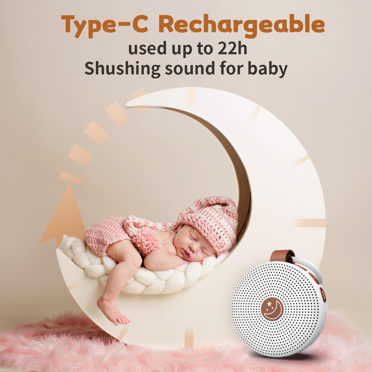 Skiennix Mini White Noise Machine - 30 Soothing Sounds | Portable Baby Sleep Aid with Auto-Off Timer & 32 Volume Levels