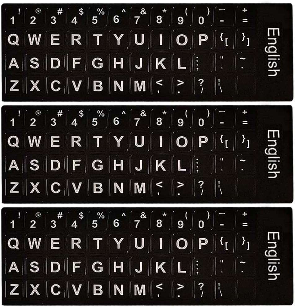 ANRACHEL Desktop(3PCS,English) Replacement English Keyboard Letter Stickers, Universal English Keyboard Stickers