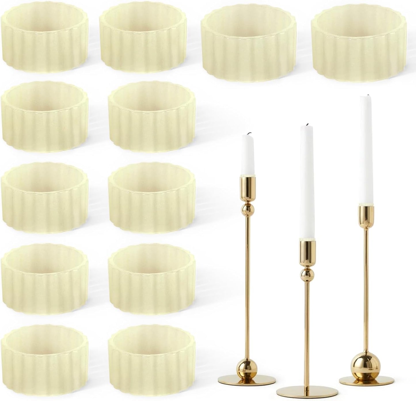 Silicone Candle Grippers by [Brand Name] - 12 Pack Flexible Holders for Taper Candles | Fits 3/4 Inch Standard Candles