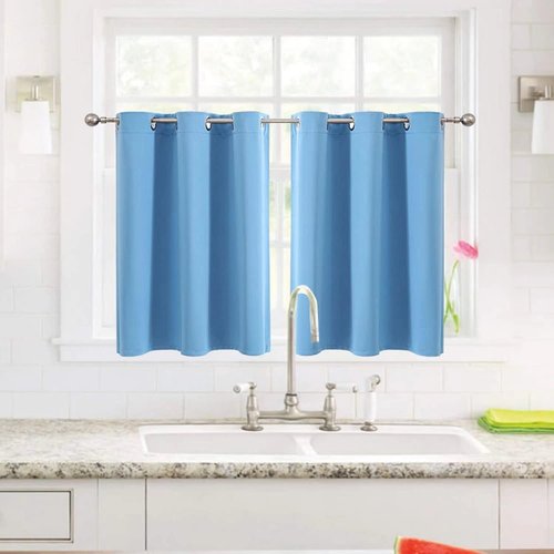 ChrisDowa Small Window Curtains - Grommet Thermal Insulated Room Darkening Panels (Sky Blue, 52 x 36 Inch)