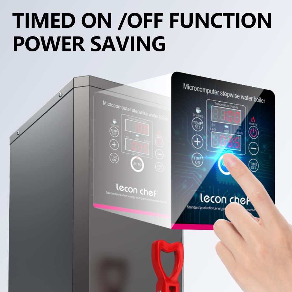 Lecon Chef Water Boiler Eletric Commercial Hot Water Dispenser Countertop with Filter Black Automatic 15L 1500W Fast Heating for Restaurant, Home, Office