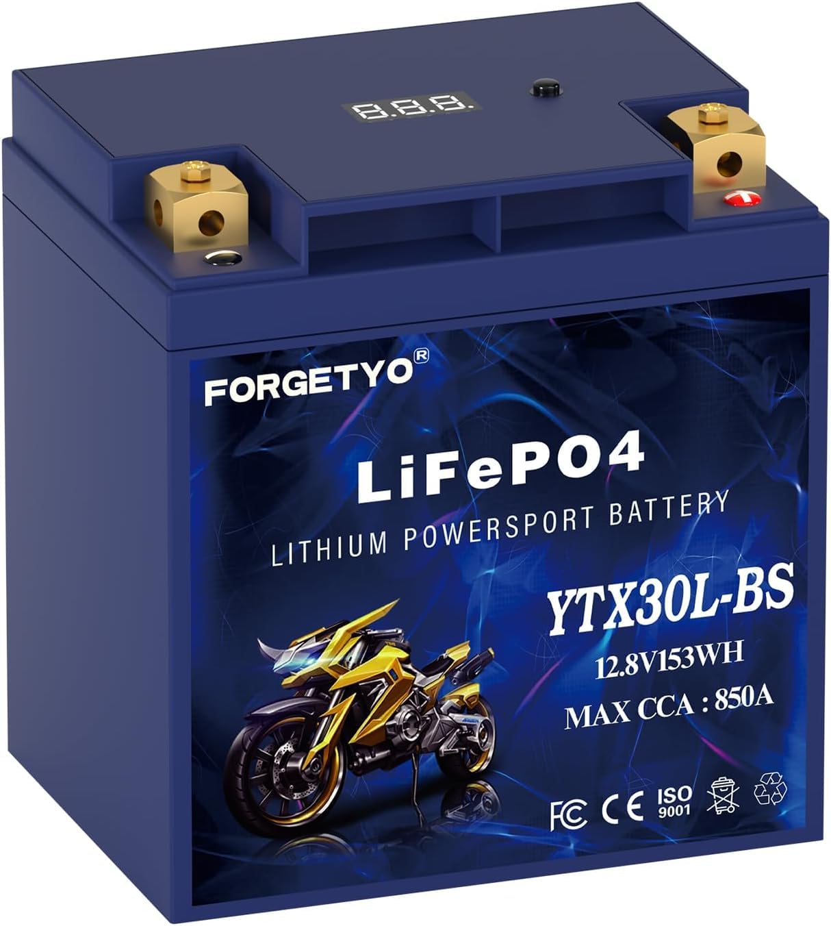 Lithium Motorcycle Battery, Forgetyo YTX30L-BS LiFePO4 Battery, 12V 12AH 850A ATV, UTV, Jet Ski, 4 Wheeler and Lawn Mower Battery
