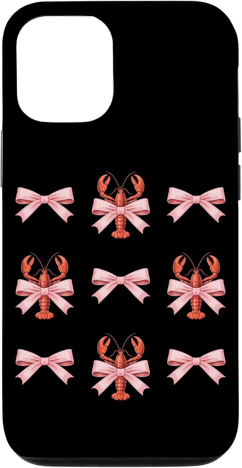 Crawfish Pink Coquette Bow Youth Women Girls Teens 12/12 Coquette Bow Aesthetic Cute Crawfish Lobsters Girls Women Case