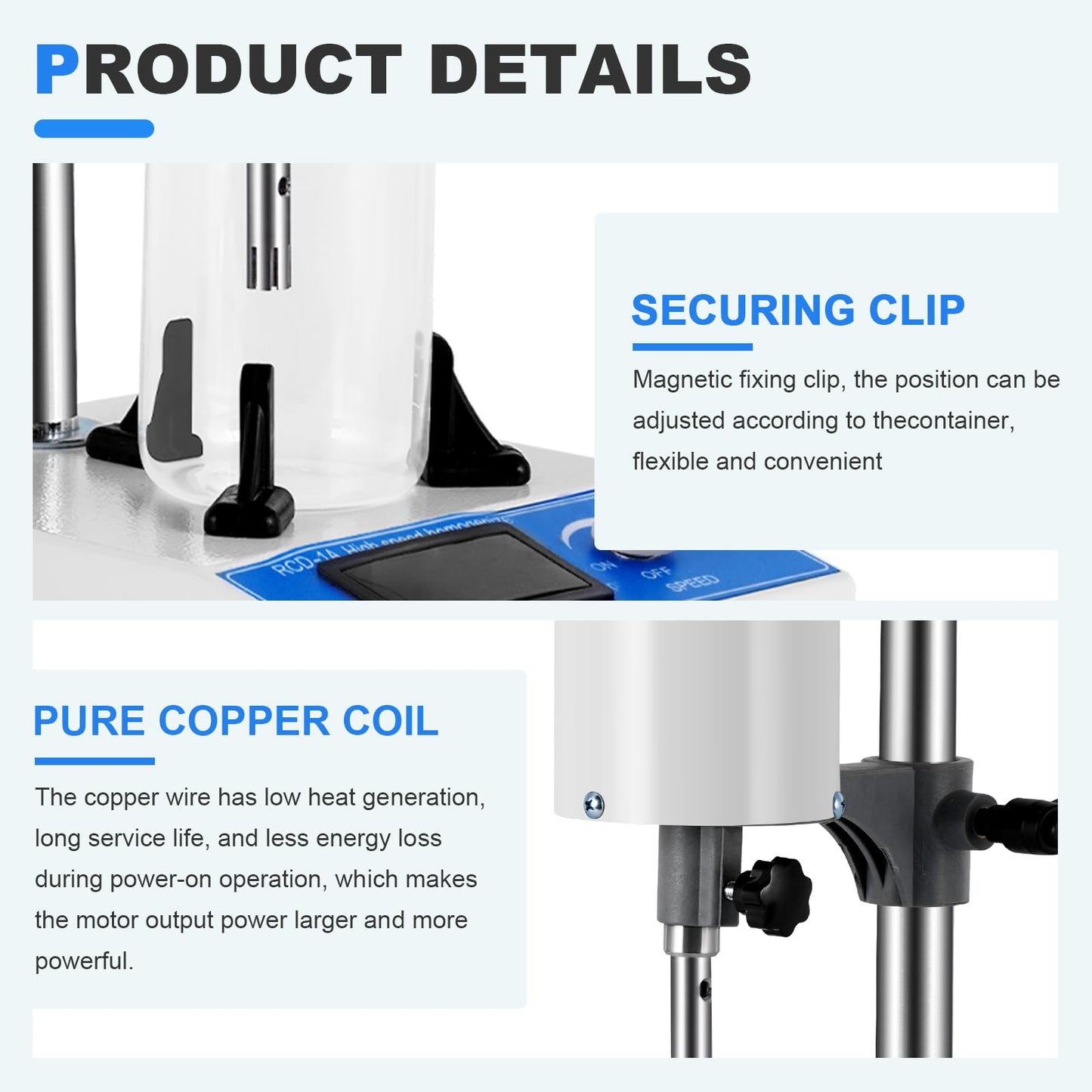 Consfly High Speed Homogenizer Lab Disperser Emulsifier 5~1500ml 110V Dispersion Mixer RCD-1A with 2 Extended Working Heads