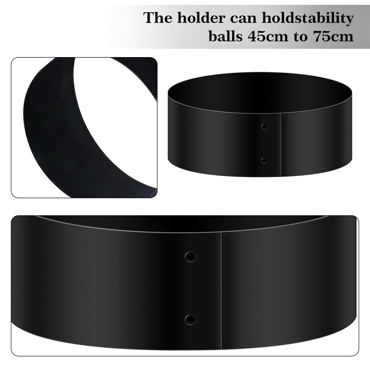 Wenqik 3 Pcs Exercise Ball Stand Holder 14.5 Inch Plastic Yoga Ball Base Stability Fitness Display Stand Medicine Therapy Carrier Storage Stackers(Black)