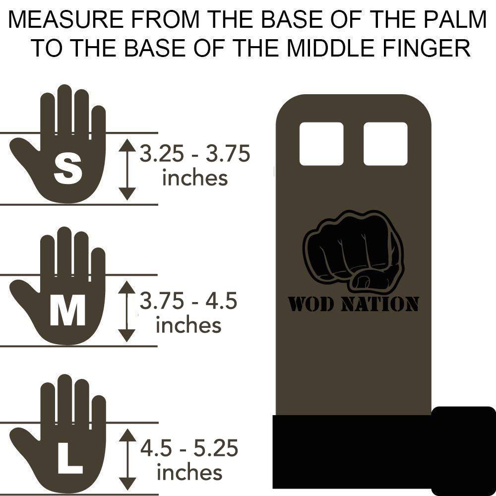 WOD Nation Barbell Gymnastics Grips for Pull-up Training - Black, Large - Leather Pull-Up Palm Grips & Kettlebell Hand Protector for Barbells