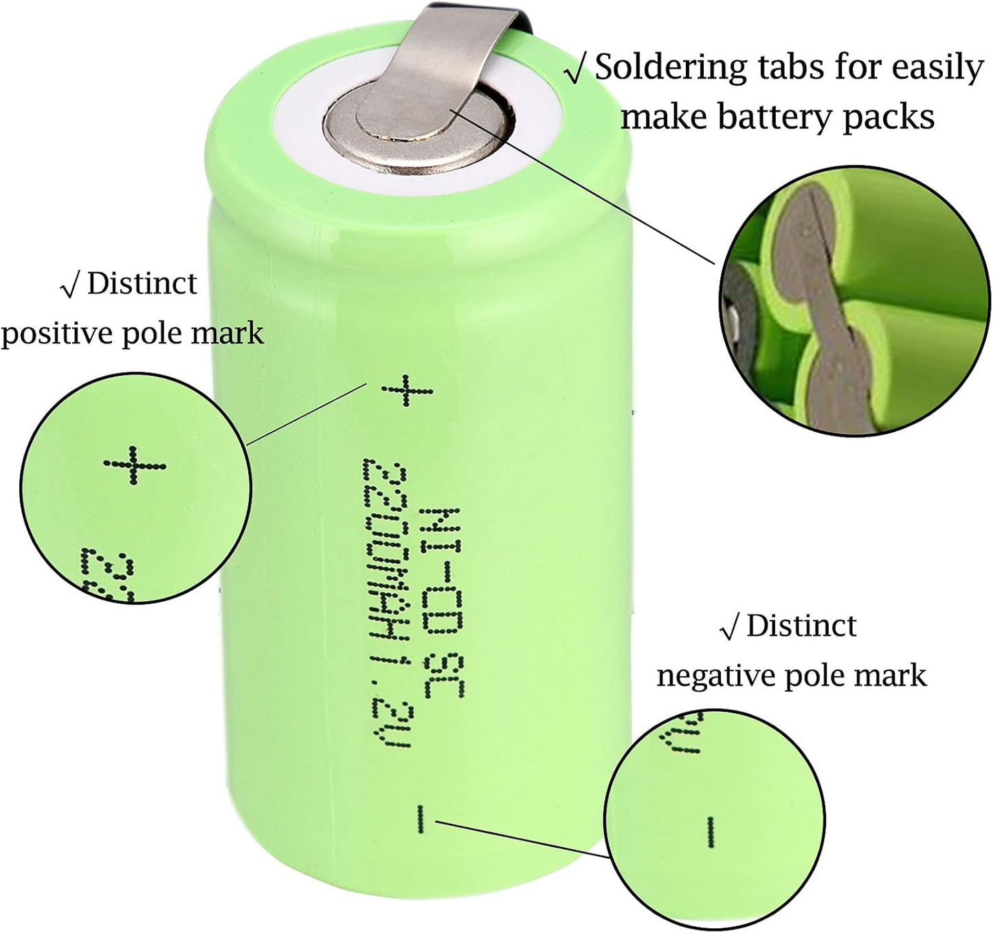 anmas rucci 1.2V 2200mAh 16-Pack Odstore Ni-Cd Rechargeable C Battery Sub C Batteries C Size (Green)