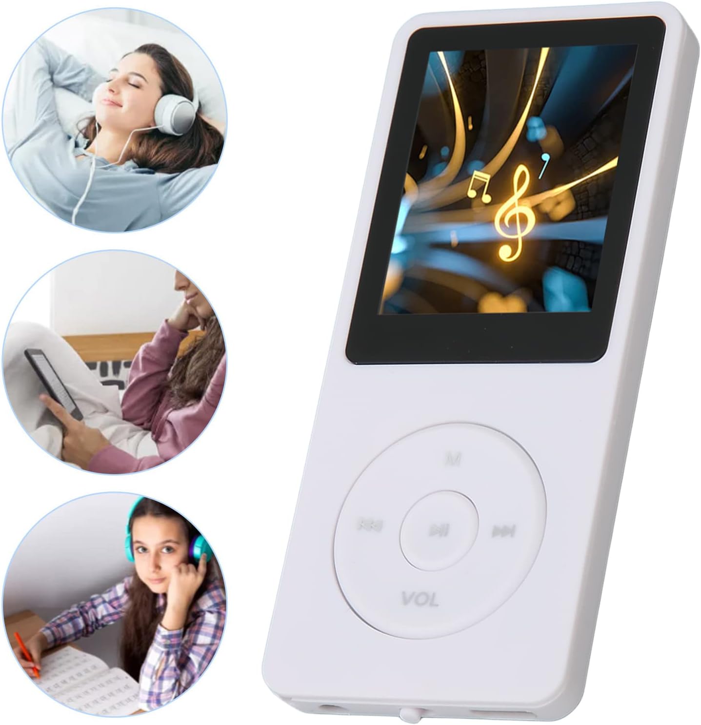 Zopsc MP3 MP4 8GB 64GB 30 Player, Memory Expandable, Hour Playback Lossless Sound, Lightweight Portable White