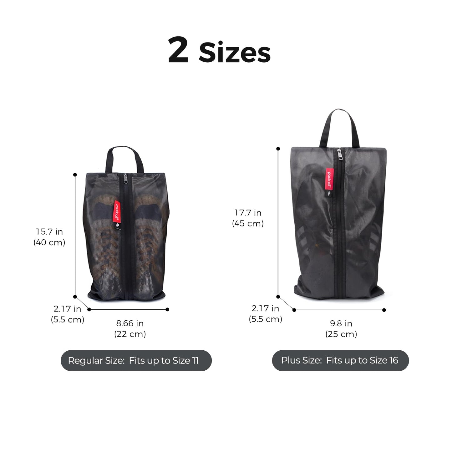 pack all Shoe Bag for Travel, Water-Resistant Shoe Pouch for Gym, Odor-Resistant Soccer Cleats Bag for Sport (Black, 1-Pack)