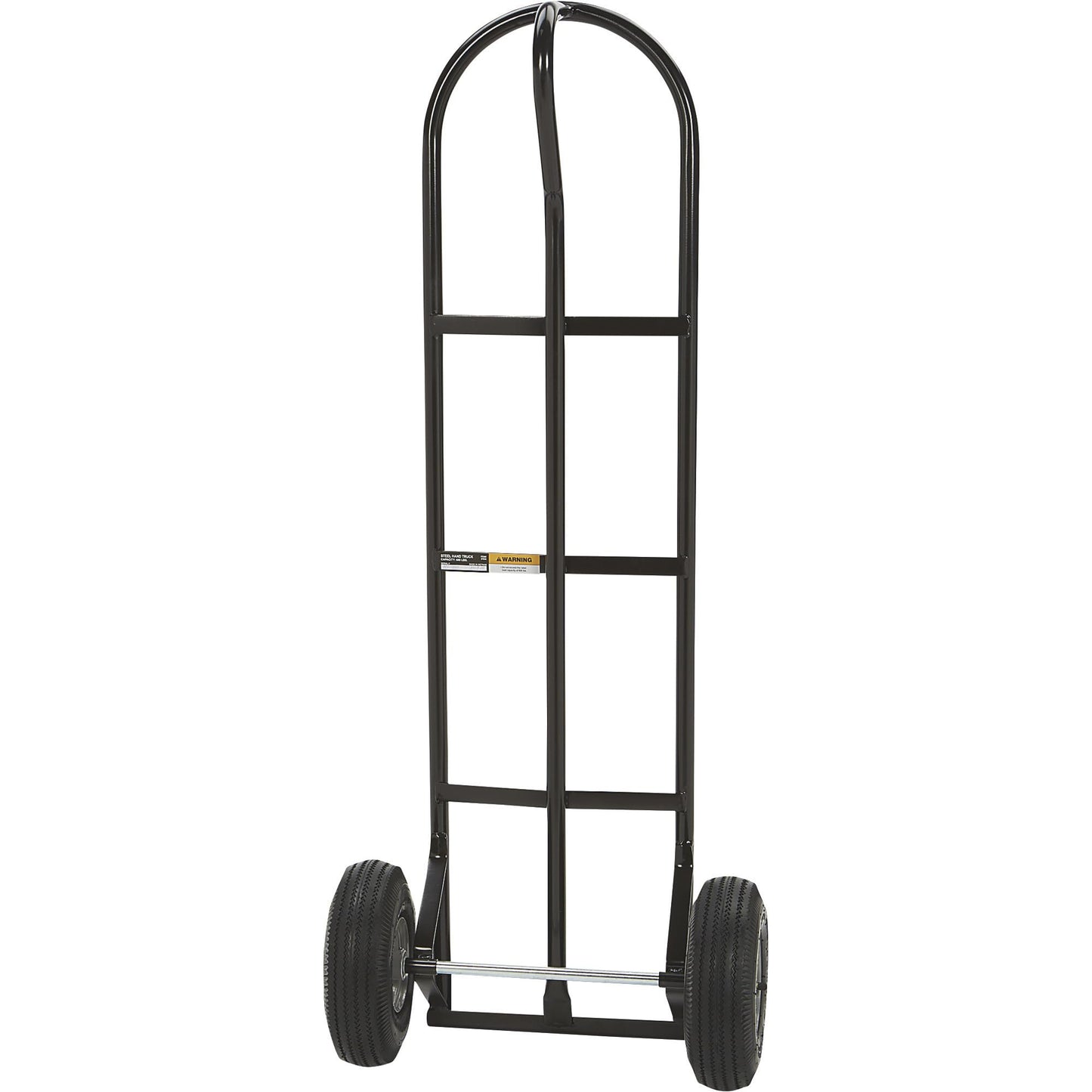 Ironton Steel Pneumatic Hand Truck Dolly, 600-Lb Capacity, Heavy-Duty Steel Frame, 10-in Pneumatic Tires, P-Style Handle, 14" x 8.5" Toe Plate