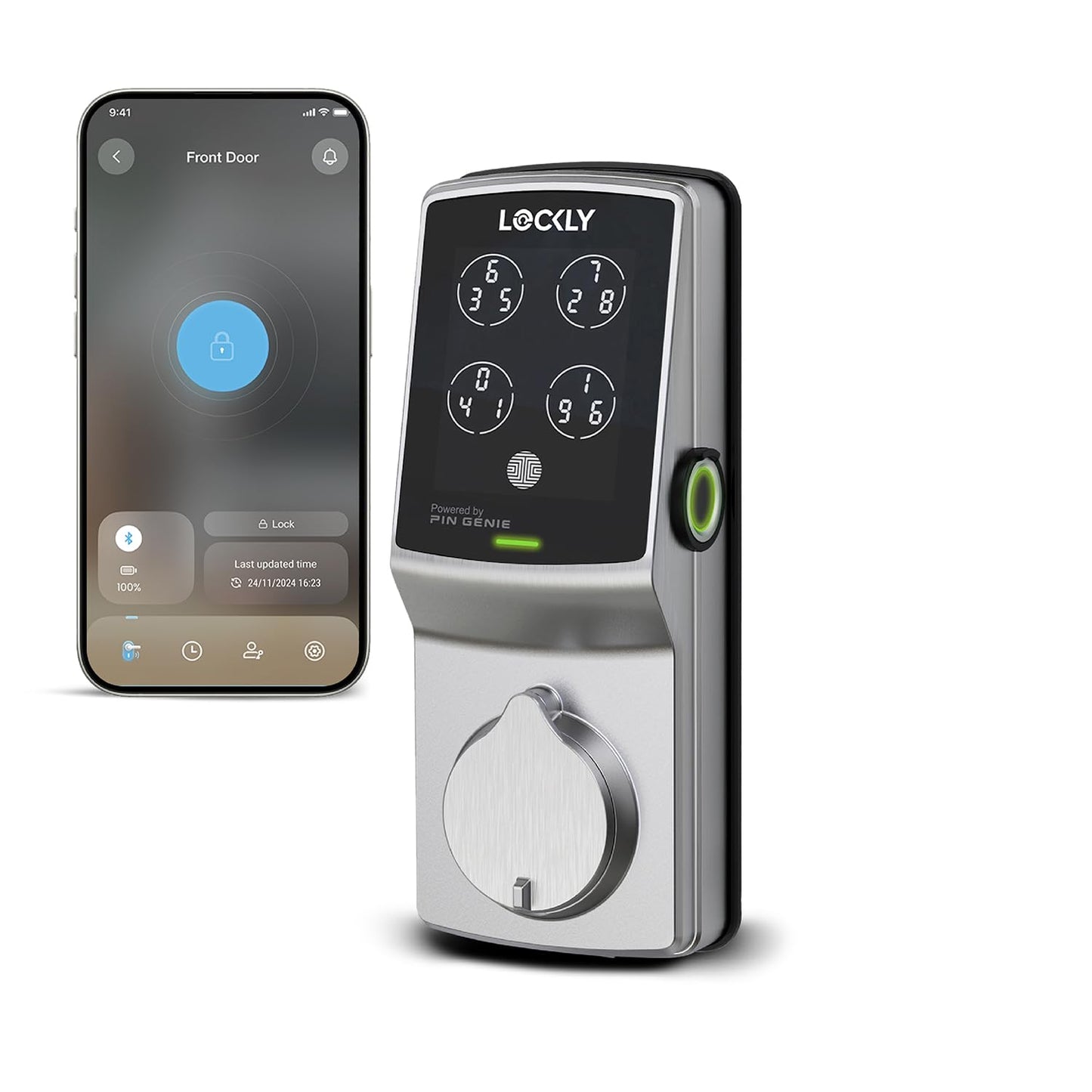 Lockly Secure Plus, Keyless Entry Door Lock, Smart Locks for Front Door, Smart Lock Deadbolt, PIN Genie® Keypad, 3D Biometric Fingerprint Sensor, Auto Lock Smart Door Lock