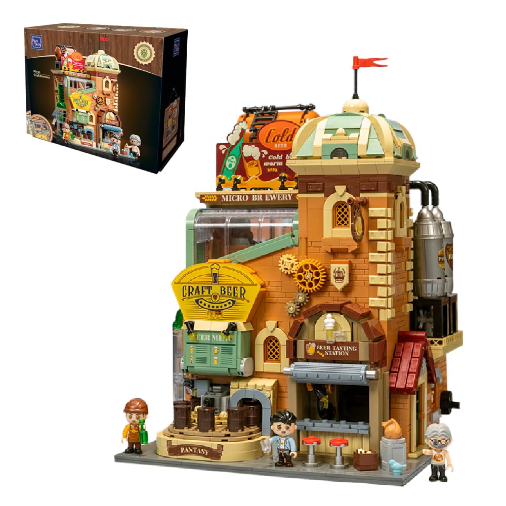 PANTASY Craft Beer Brewery Building Set for Adults – Vintage Microbrewery Factory Model with Modular Architecture, Dynamic Mechanisms, Self-Developed Minifigures & Display-Ready Design