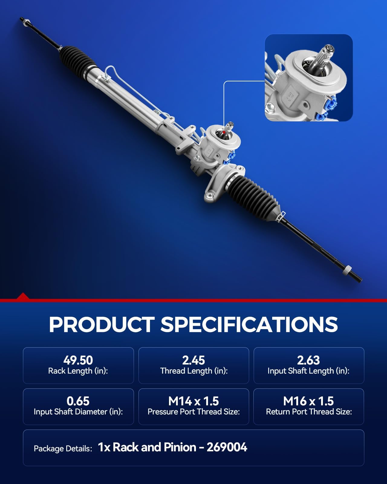 KAX Rack and Pinion Assembly Compatible with 1999-2005 J-etta, 1998-2007 Beetle, 1999-2006 Golf with Hydraulic Power Replace 26-9004